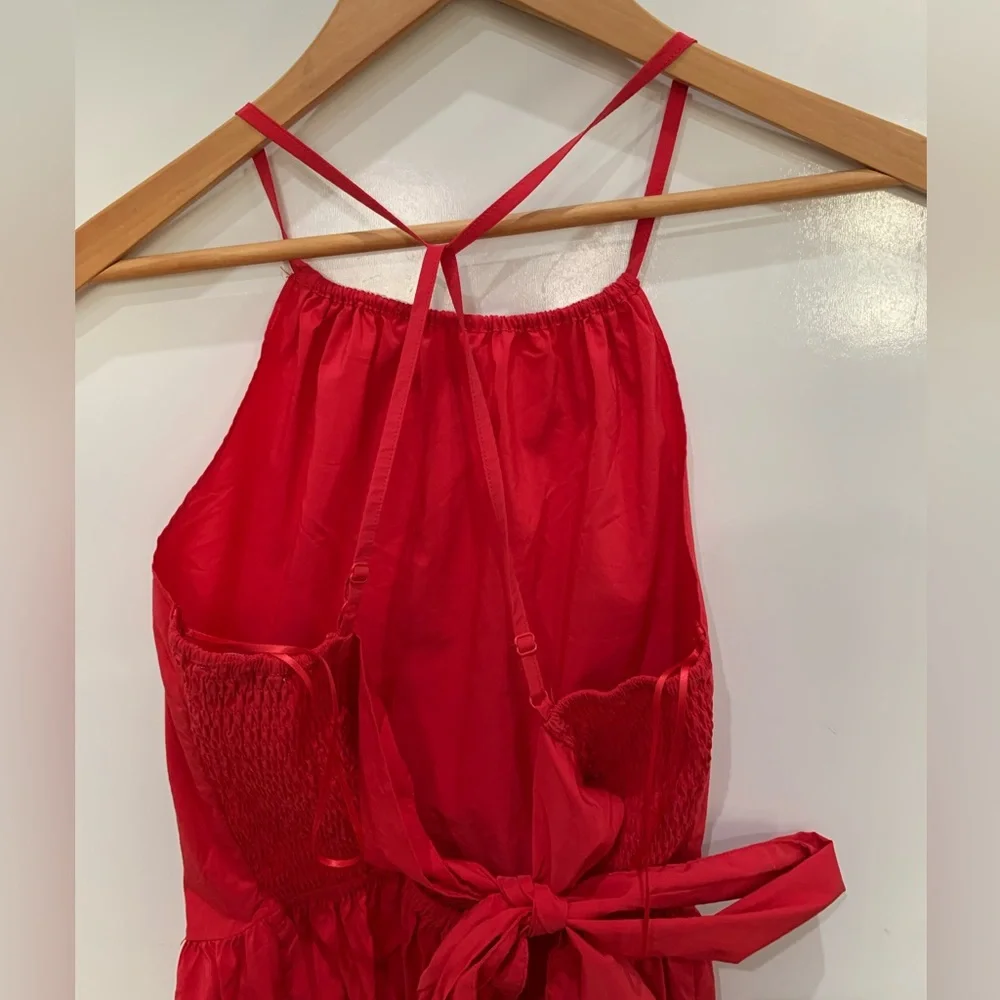 NEW Evereve Red Open Back Tiered Dress S | Coastal Cottagecore, Vacation Style